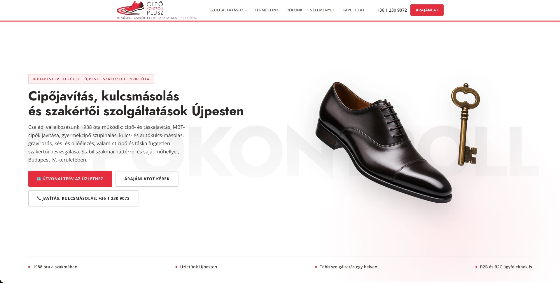 Cipő Kontroll weboldal